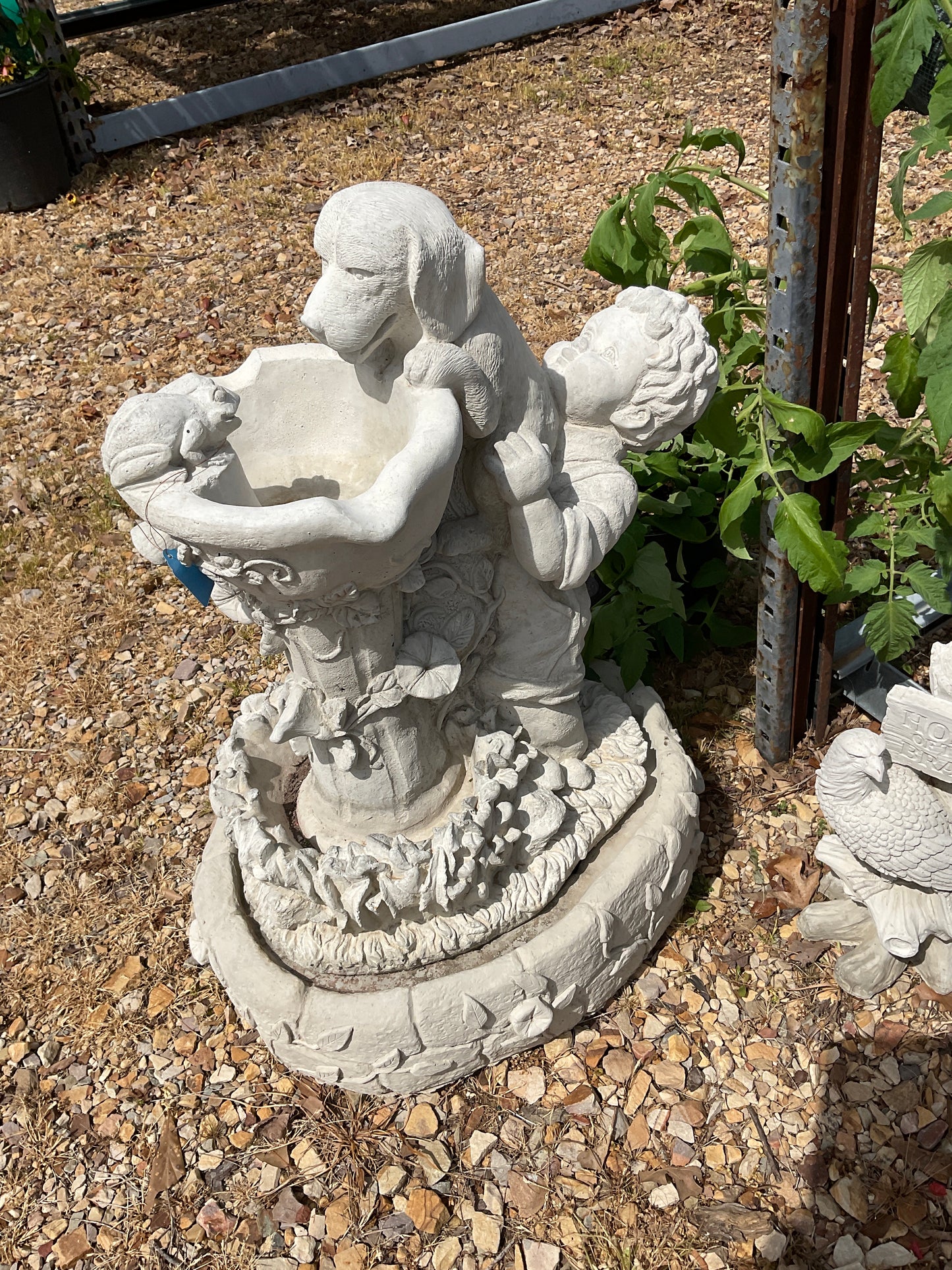 Concrete fountain w/pup