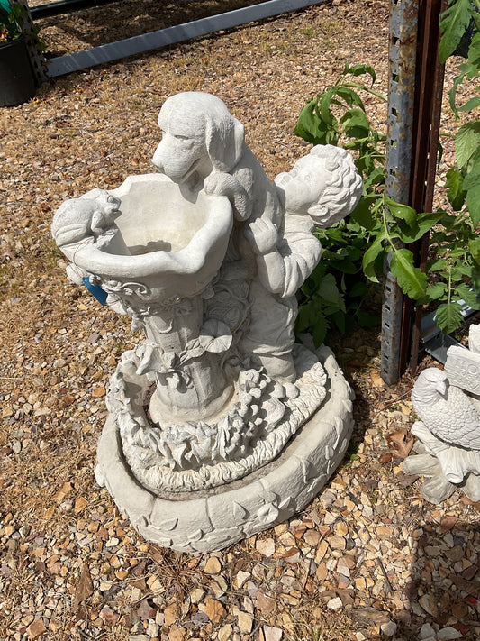 Concrete fountain w/pup