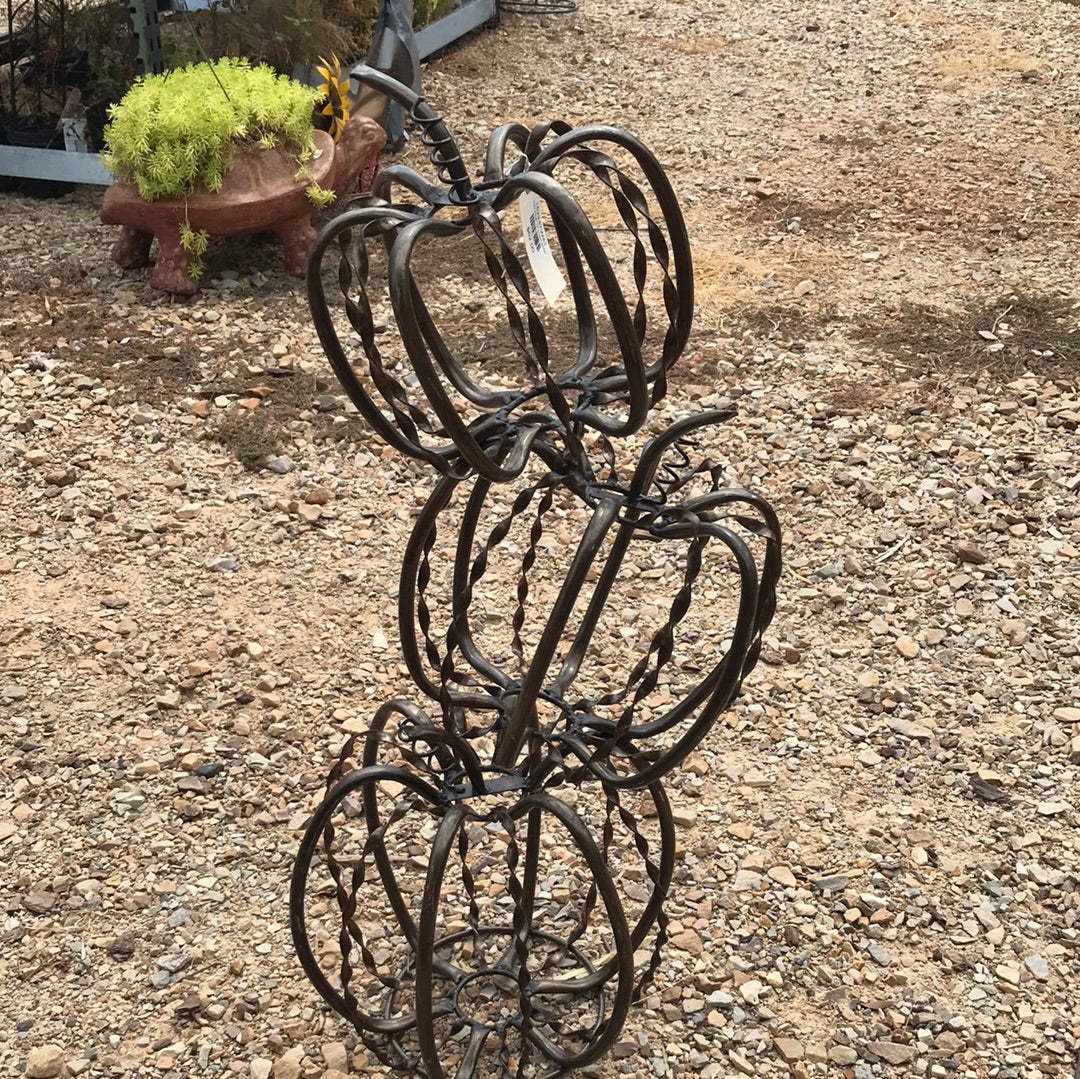 Triple wrought iron stacked pumpkin