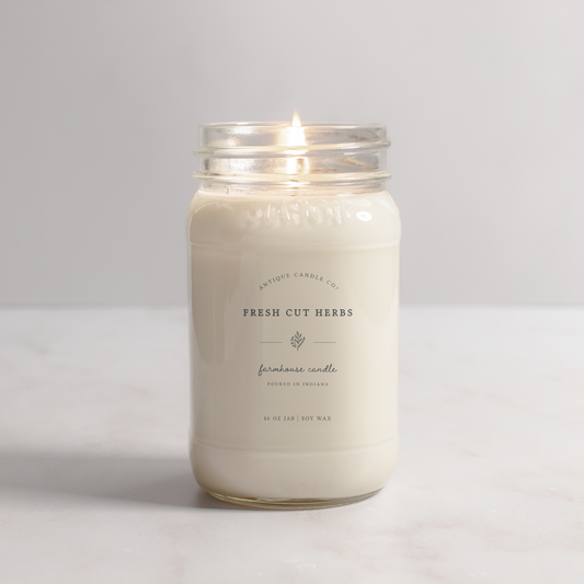 Fresh Cut Herbs - Soy Wax Mason Jar Candle