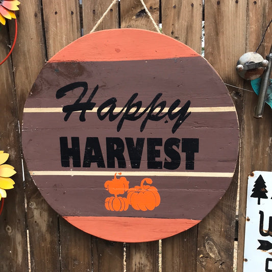 Wood welcome harvest sign