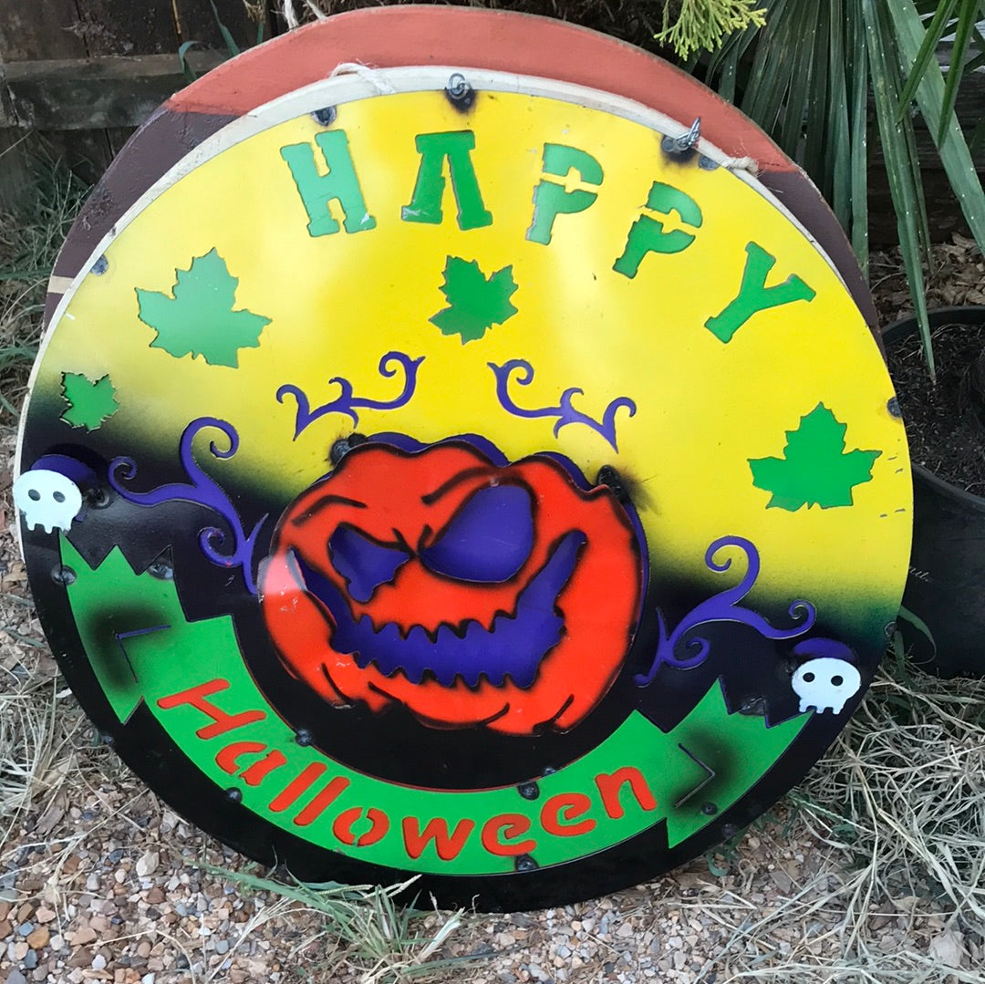 Halloween lg metal sign