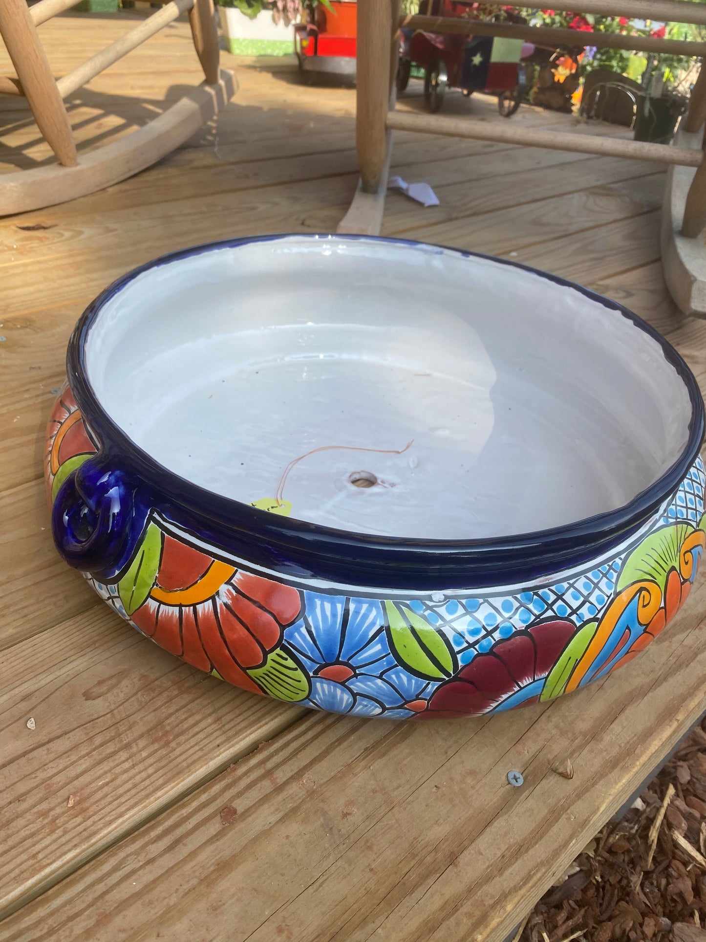 Flat Talavera pot