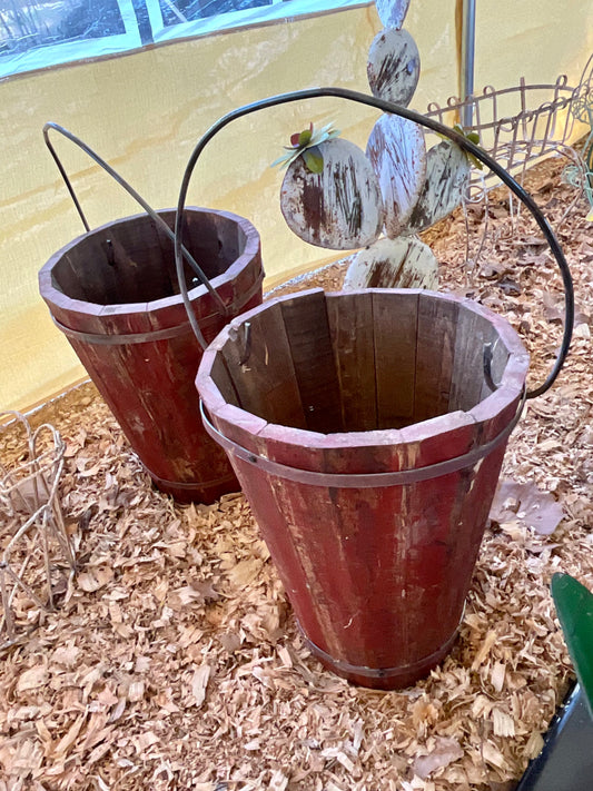 Medium red bucket planter