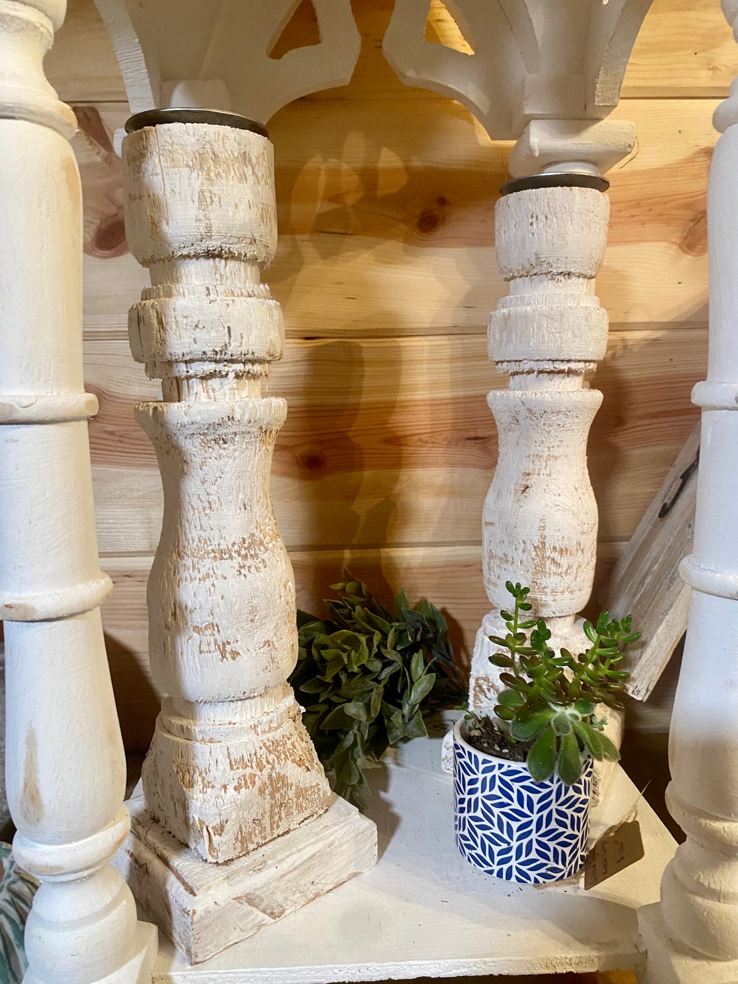 Pair white candle sticks