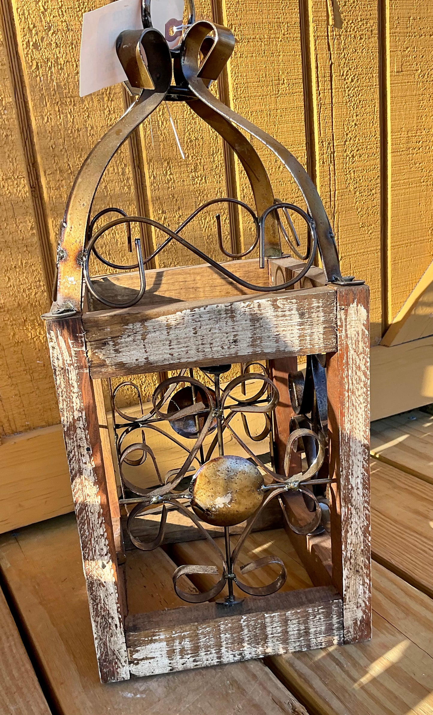 Wood Lantern w/ iron